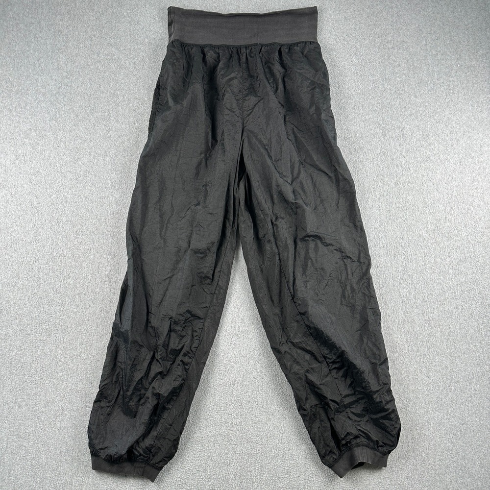 Vintage 90s Baryshnikov Pants Women M Black High Waist Nylon Jogger Track Dance